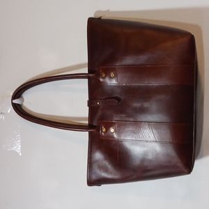 J.W. Hulme brown editor market leather tote
